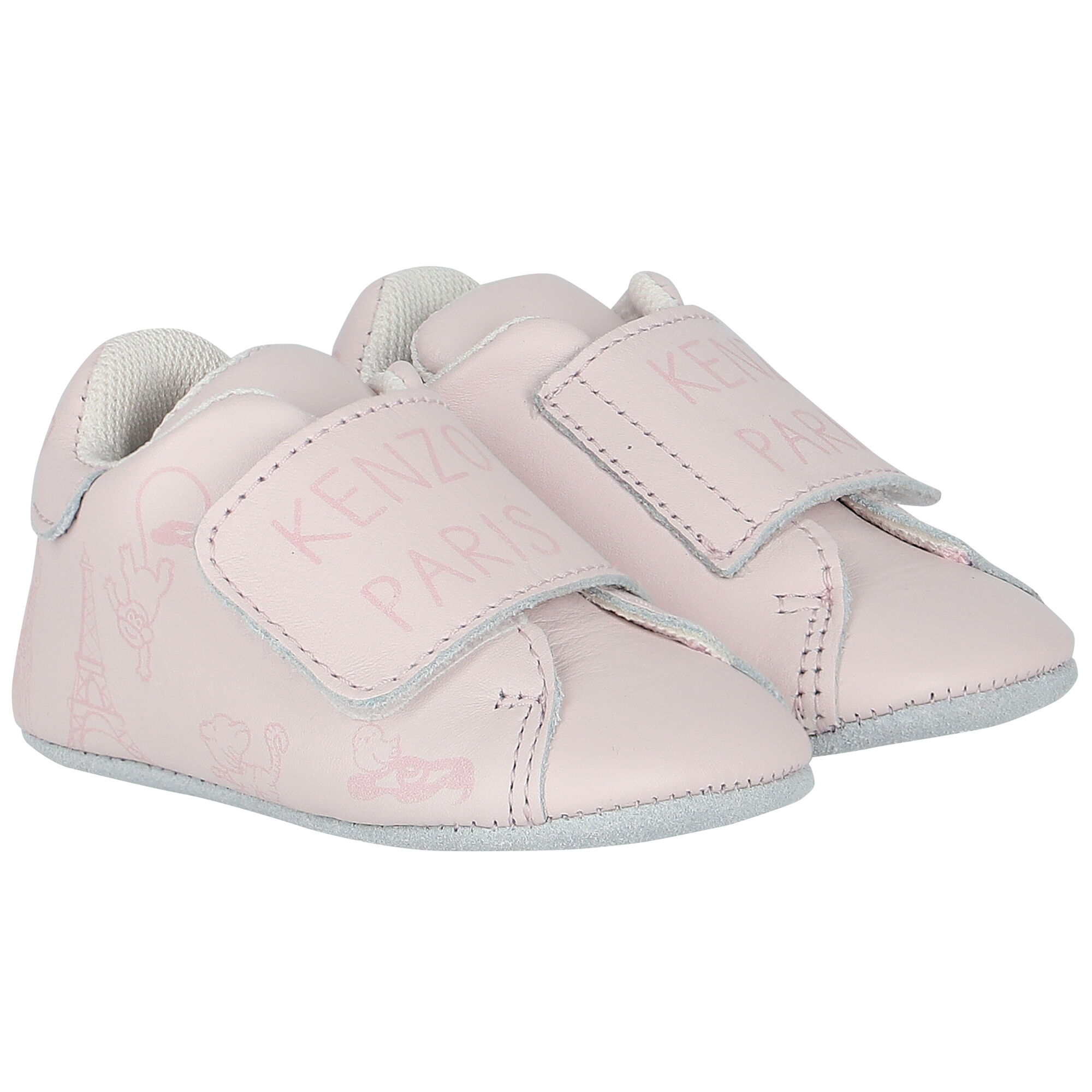 KENZO KIDS Baby Girls Pink Logo Pre Walker Shoes Junior Couture UK